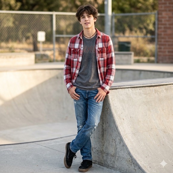 abercrombie kids Other - Abercrombie Kids Red Plaid Flannel Button Down Shirt XL 14/16 Long Sleeve Cotton